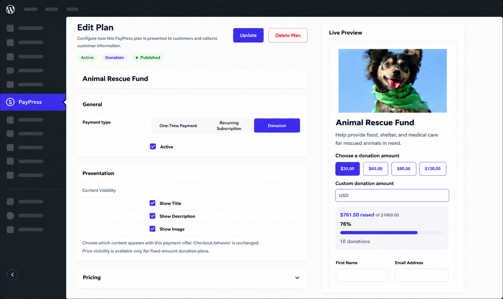 PayPress payment builder